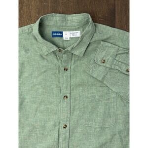 Old Navy Everyday Shirt Men's Size XL Linen Blend Button Down‎ Green Long Sleeve